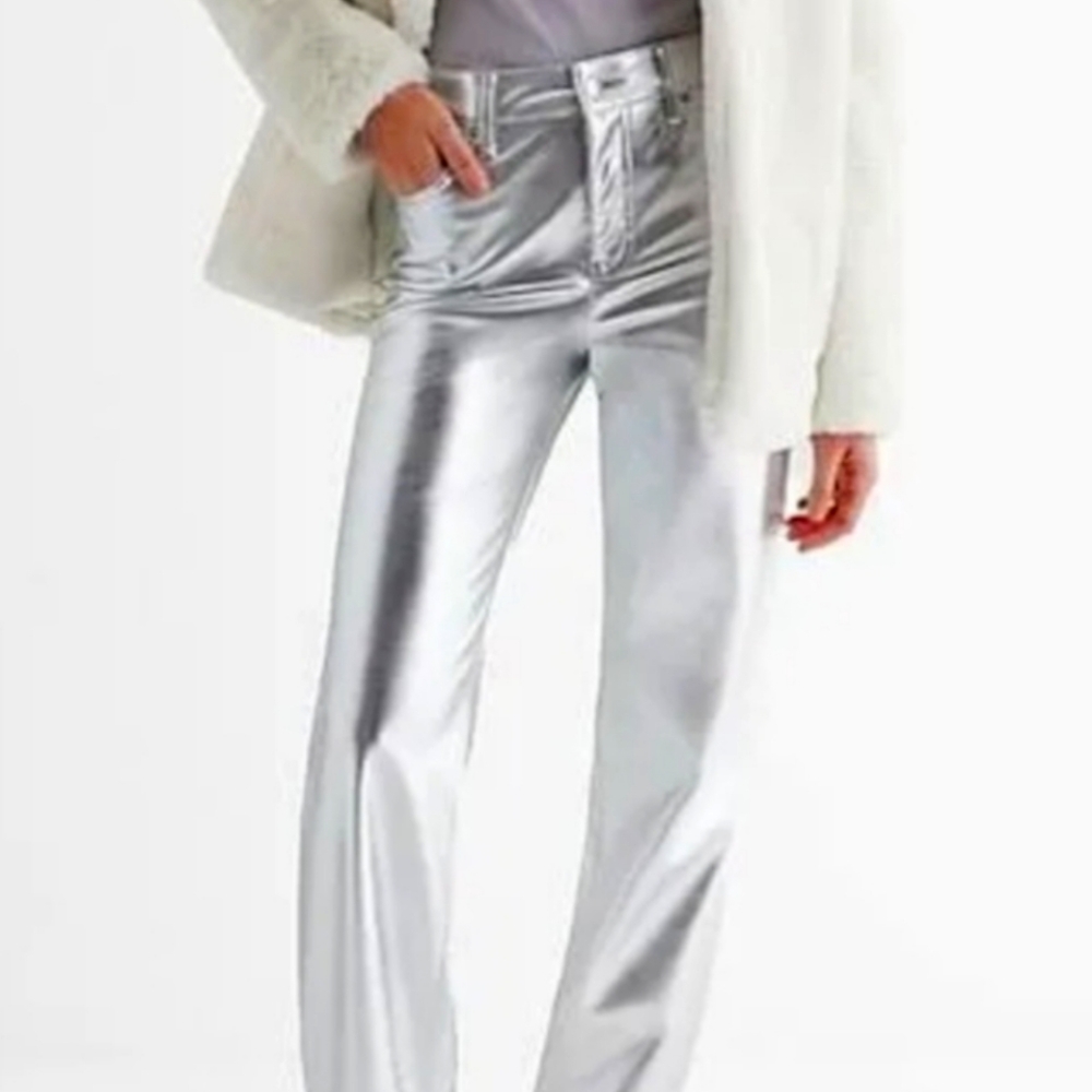 express women's sliver Metallic leather pants
